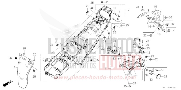 REAR FENDER for Transalp 750 PEARL DEEP MUD GRAY (NHC47) from 2026